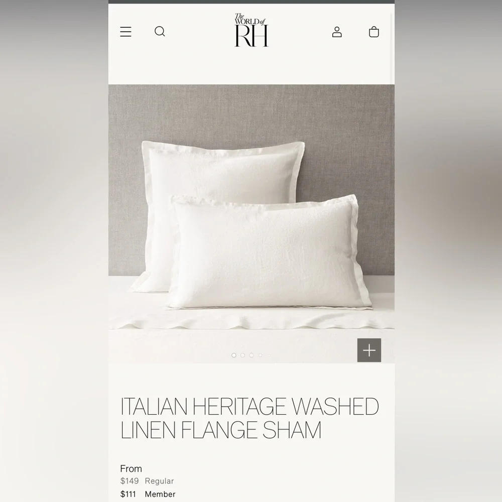 Restoration Hardware ITALIAN HERITAGE WASHED LINEN FLANGE SHAM